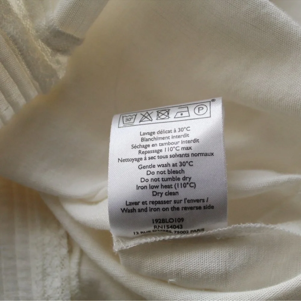 Sezane Antonia Linen Blouse White Size 36 Lace Trim - Picture 10 of 10